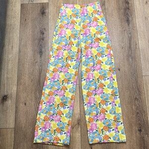 Zara Multicolor Floral Wide Leg Pants